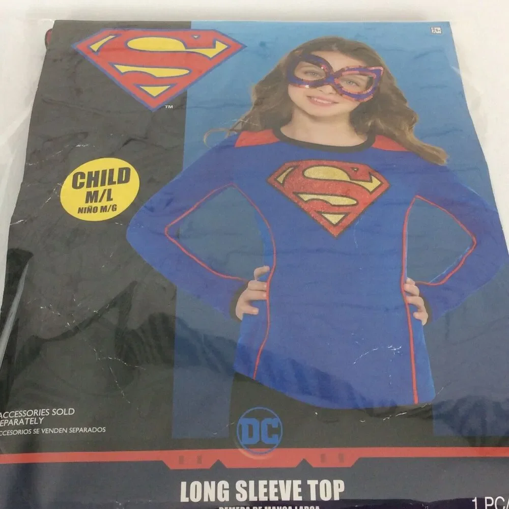 DC Superhero Girls Supergirl Costume Halloween Child's Size M/L Long Sleeve Top